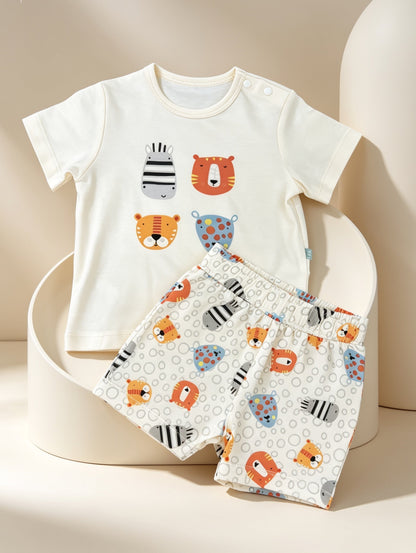 Beige Jungle GOTS™ Certified Organic Cotton Pyjama 2 Pcs Set