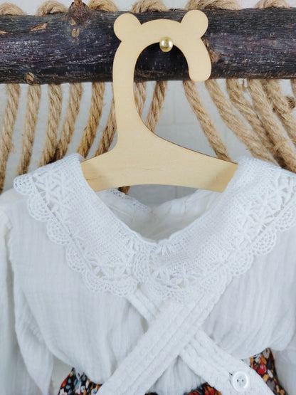 White & Red Salopette 2 Pcs Set