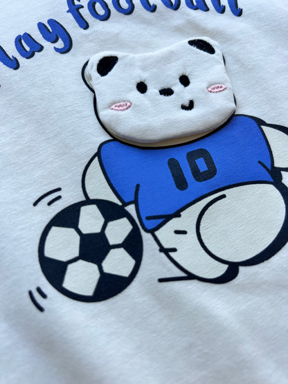 Yellow/Blue Bear Play Football Romper