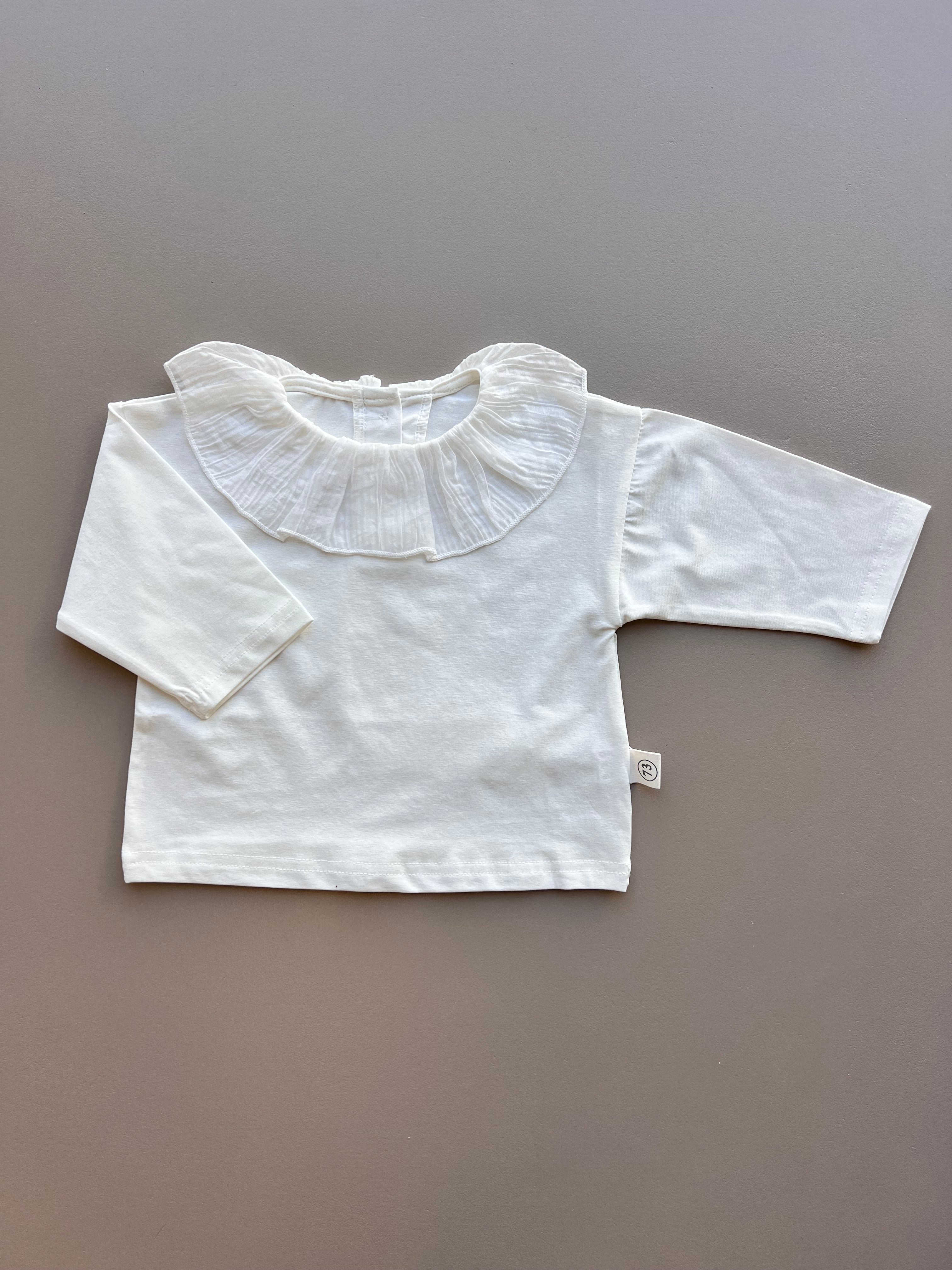 Cotton Ruffles Neck Sweatshirt