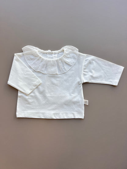Cotton Ruffles Neck Sweatshirt