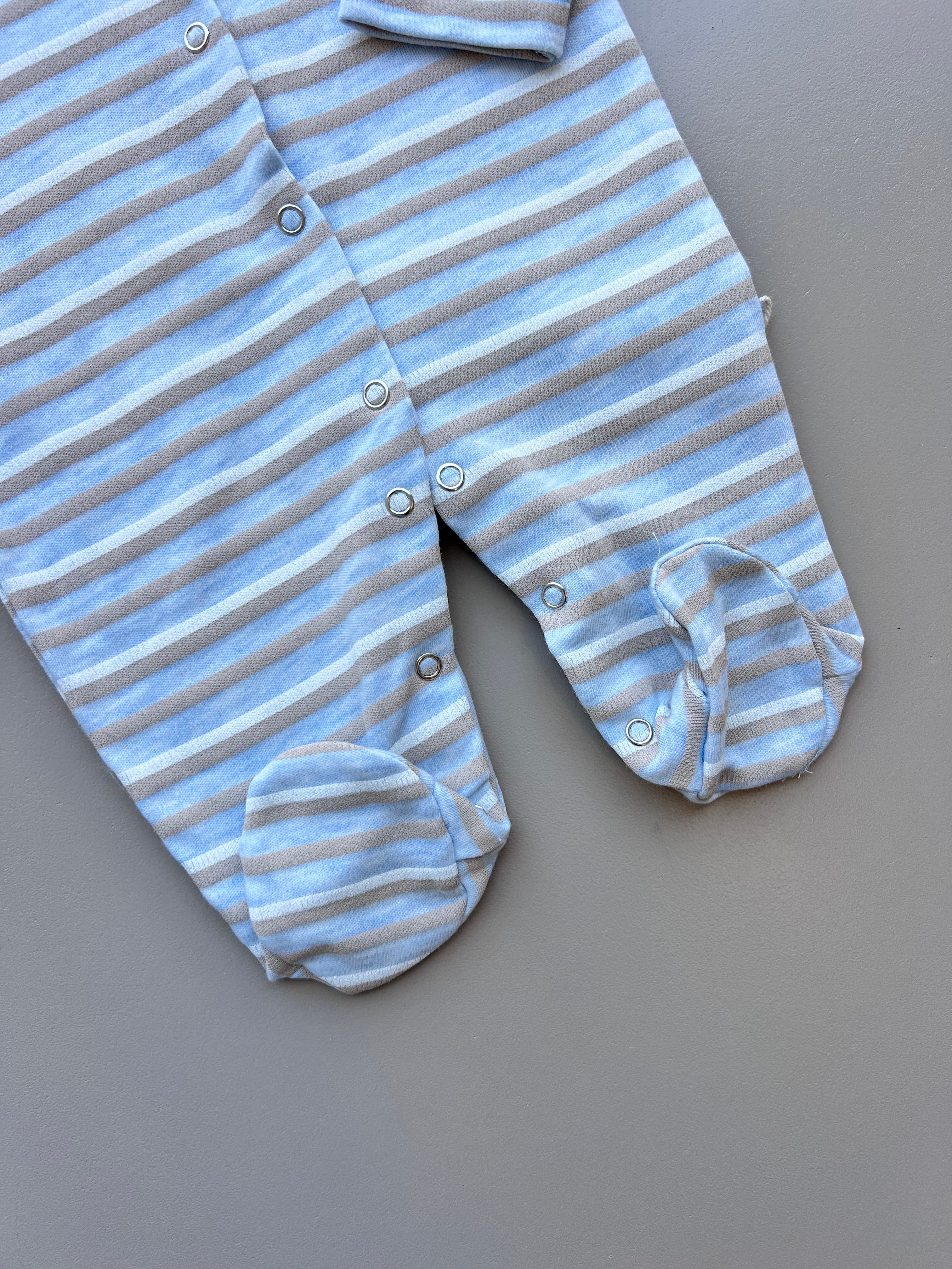Blue And Brown Cotton Overall Stripped