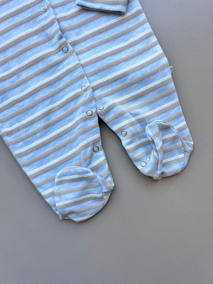Blue And Brown Cotton Overall Stripped