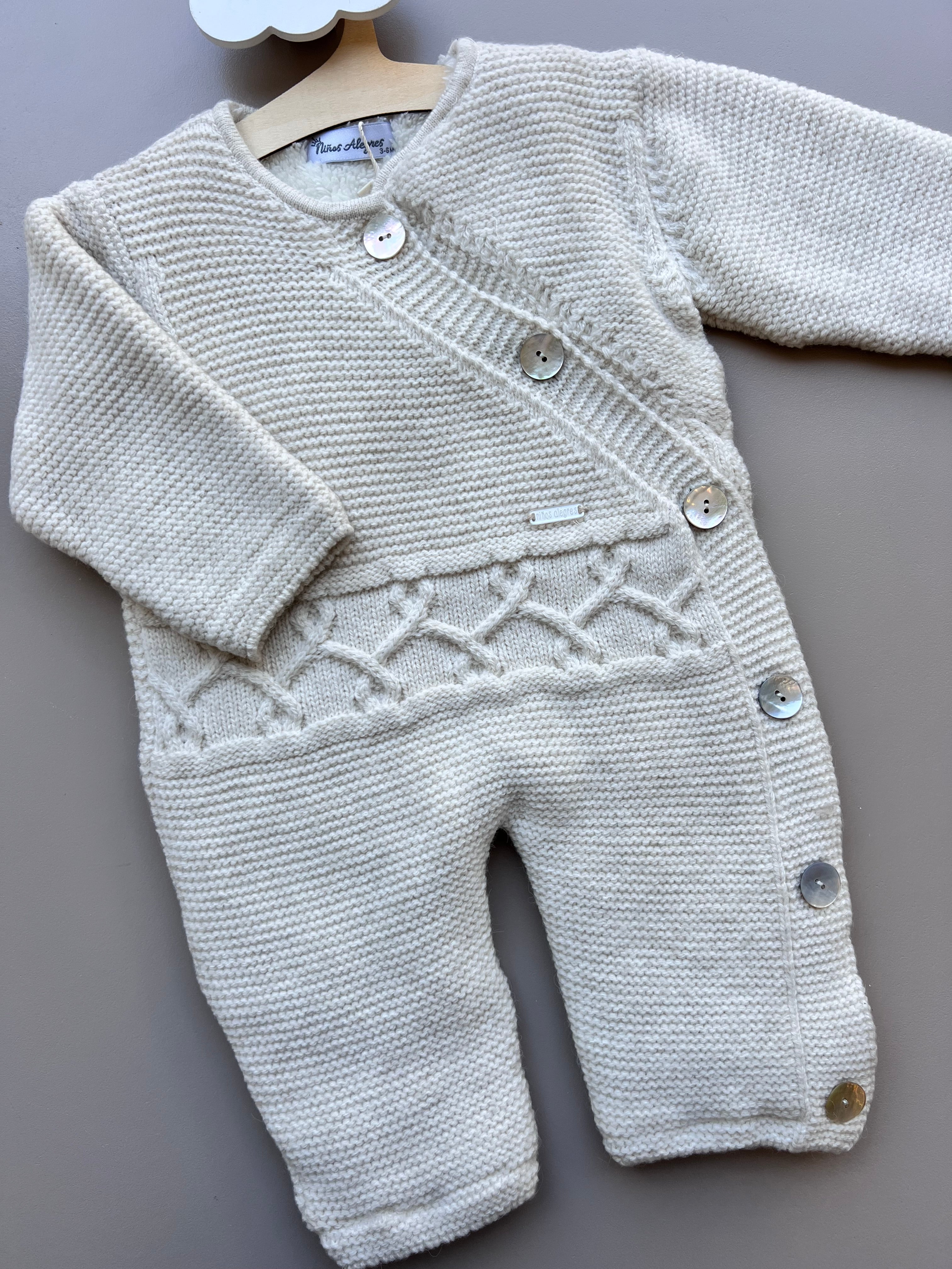 Ecru Thick Wool Fur Inside Overall