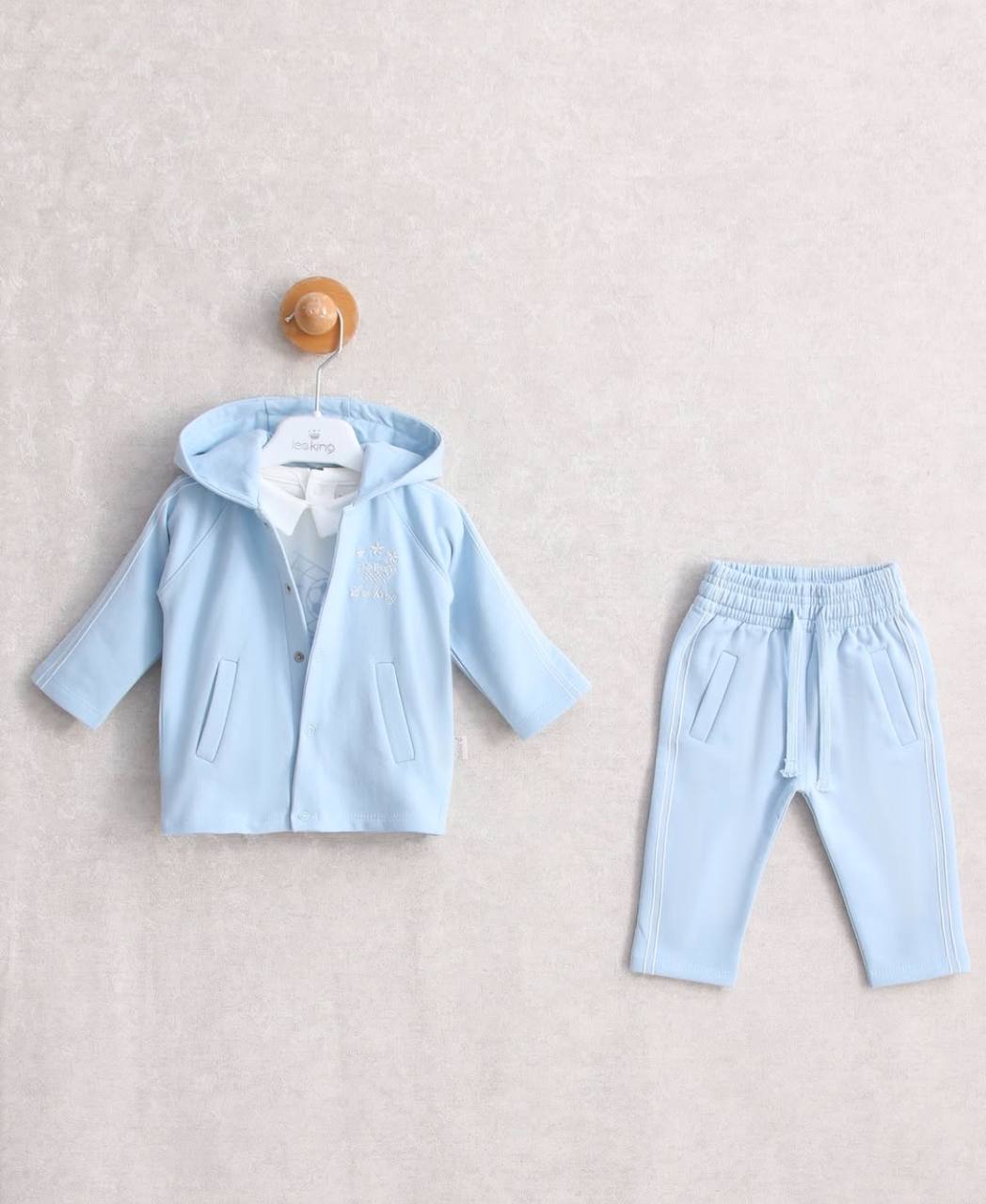 Light Blue Organic Cotton Set 2 pcs ( Hooded Jacket)