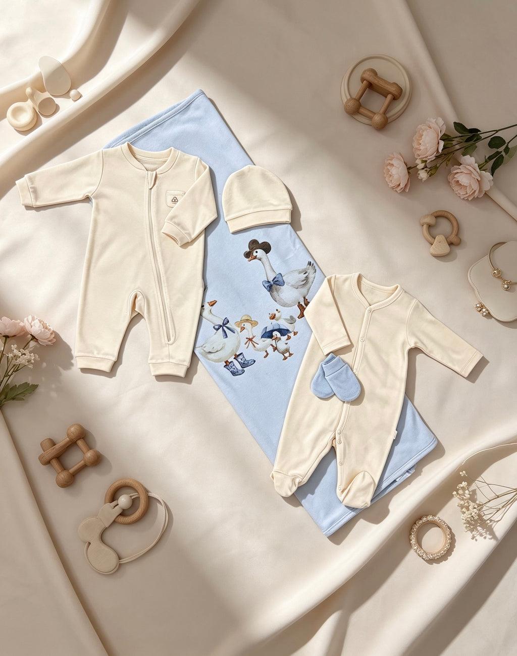 Nœud Blanc™ Organic Cotton Goose Blanket