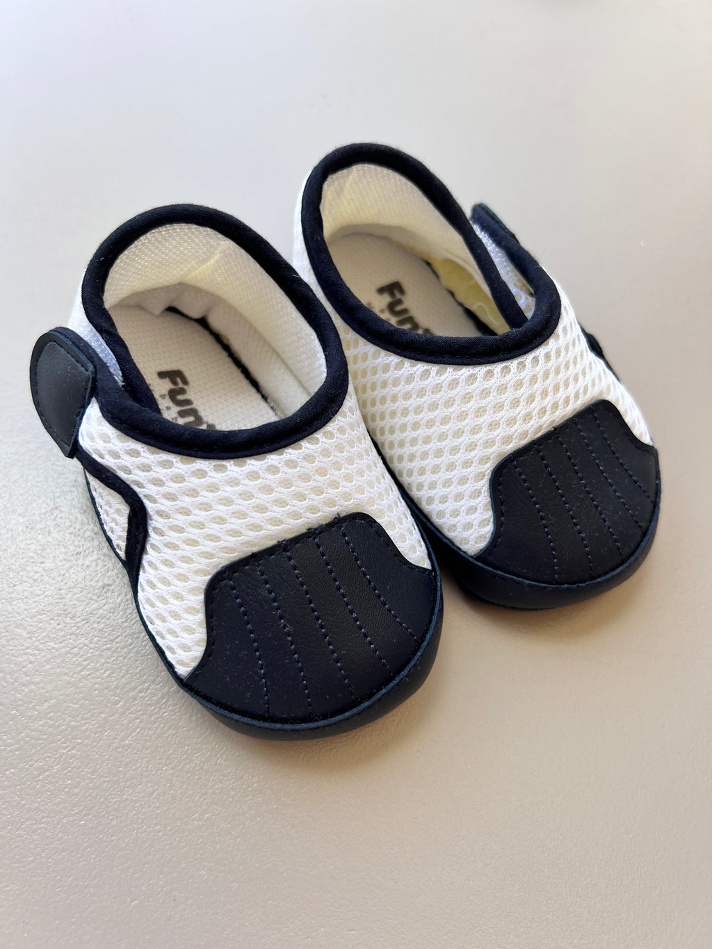 White And Navy Blue Baby Breathable Shoes