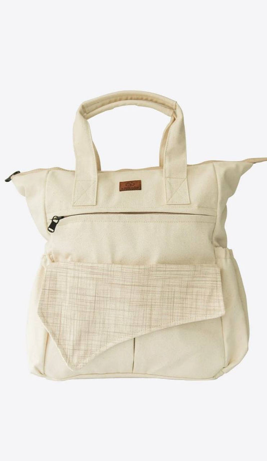 Beige Canvas Backpack Diapers Bag