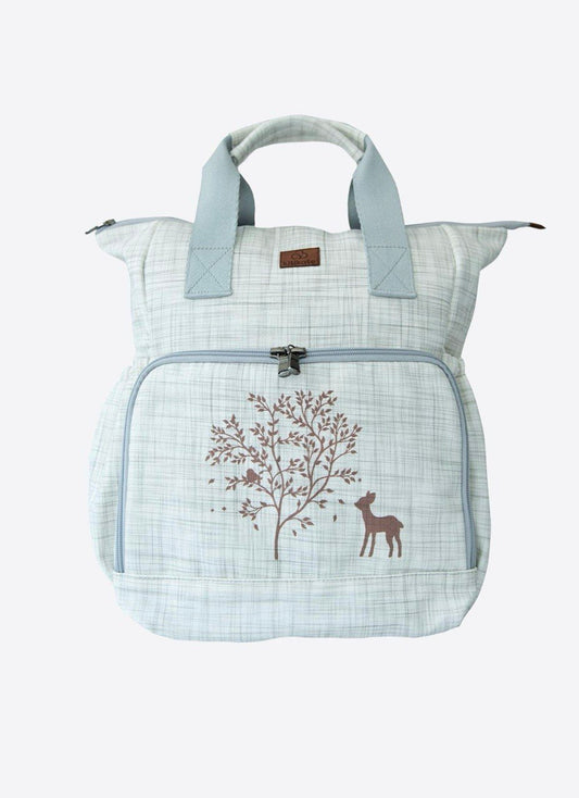 Grey Canvas Backpack Diapers Bag