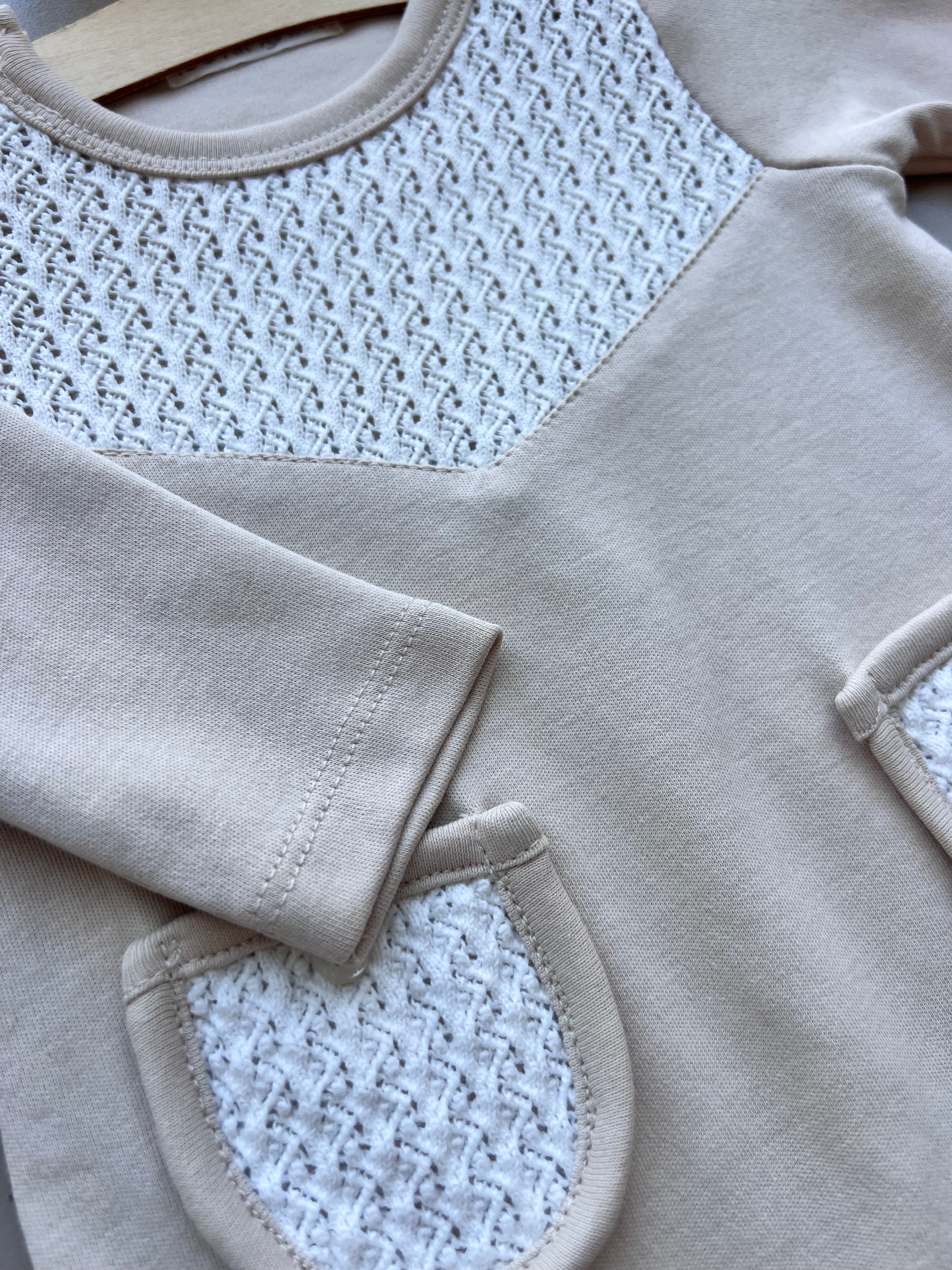 Beige And White Organic Cotton Overall