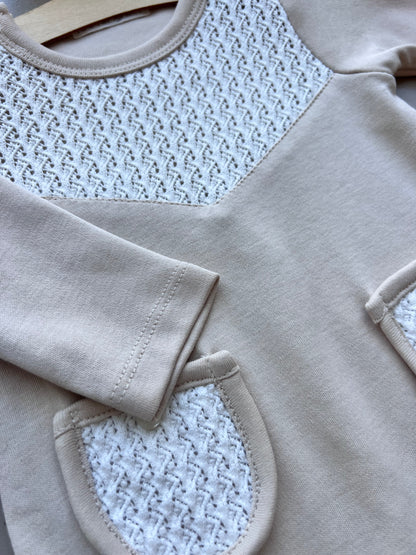Beige And White Organic Cotton Overall