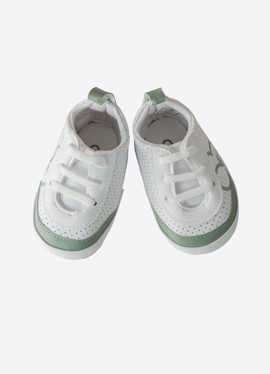 White And Green Sneakers for baby Girl