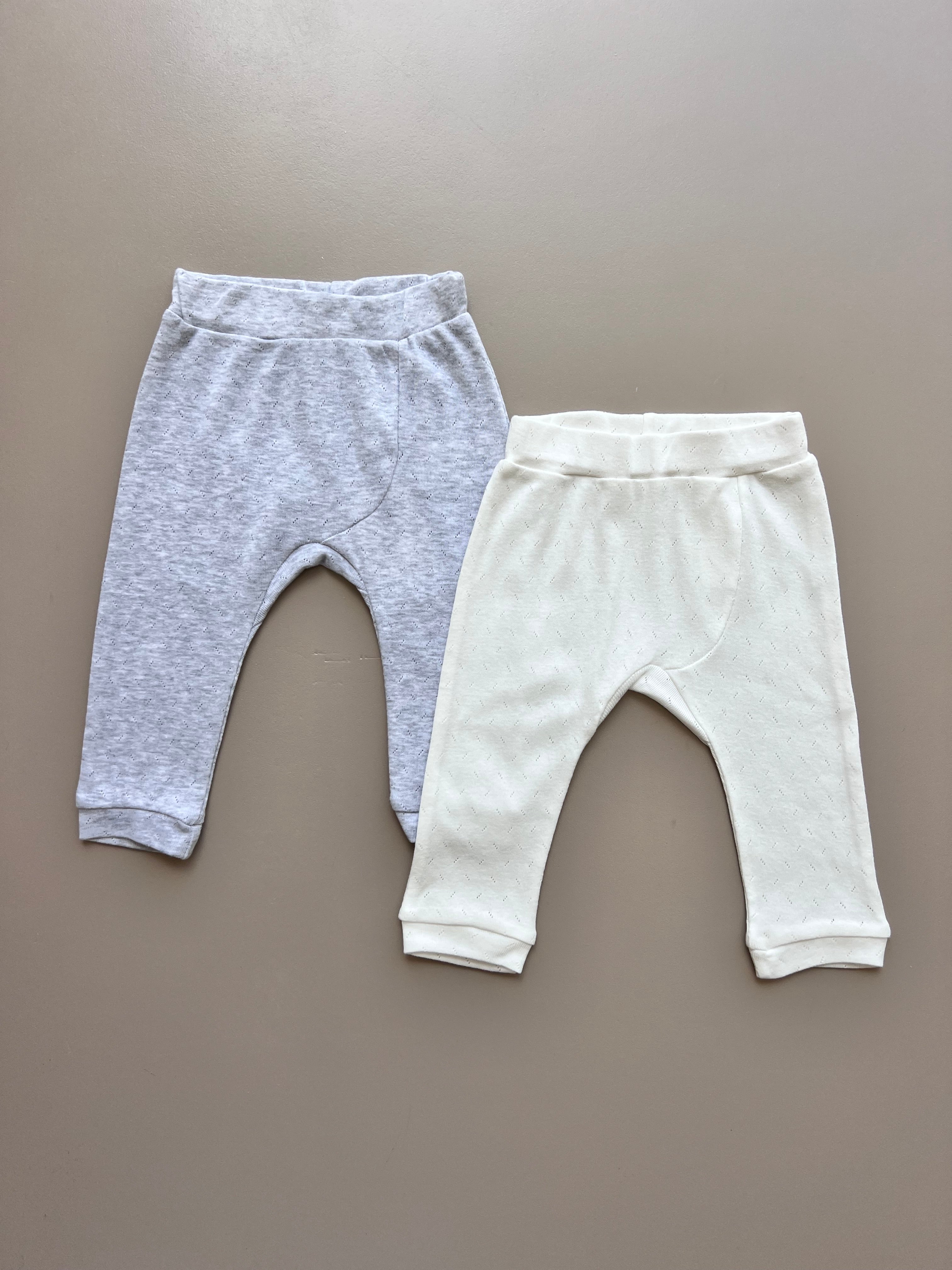 Gray And White Organic Cotton Pants Pack Of 2 Pieces