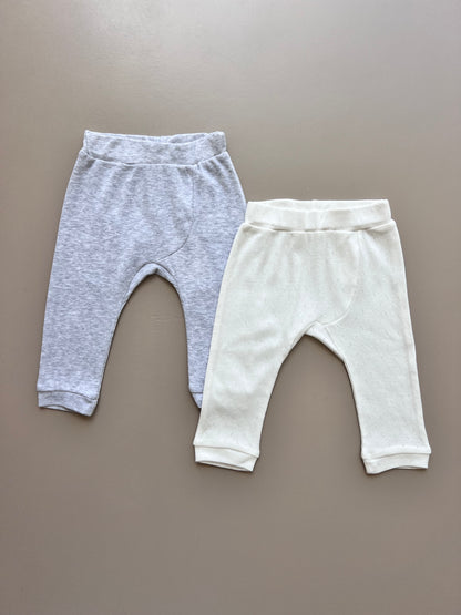 Gray And White Organic Cotton Pants Pack Of 2 Pieces