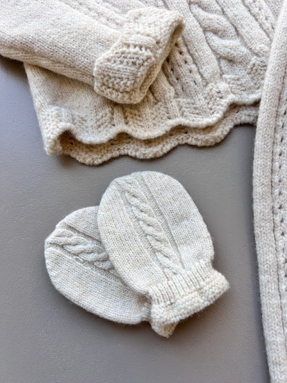 Beige Merino Wool Ruffles Hospital Set 4 Pcs