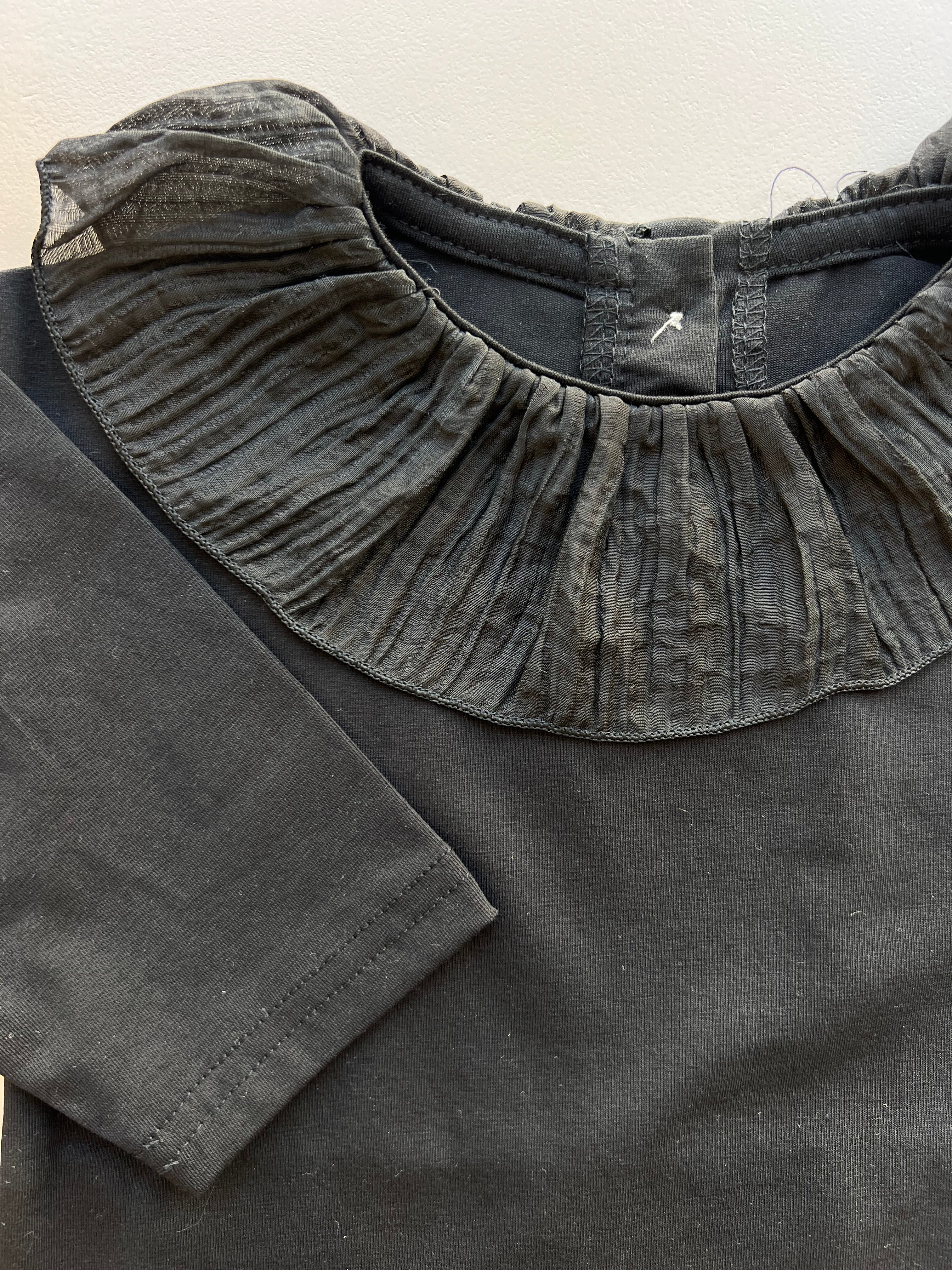 Cotton Ruffles Neck Sweatshirt