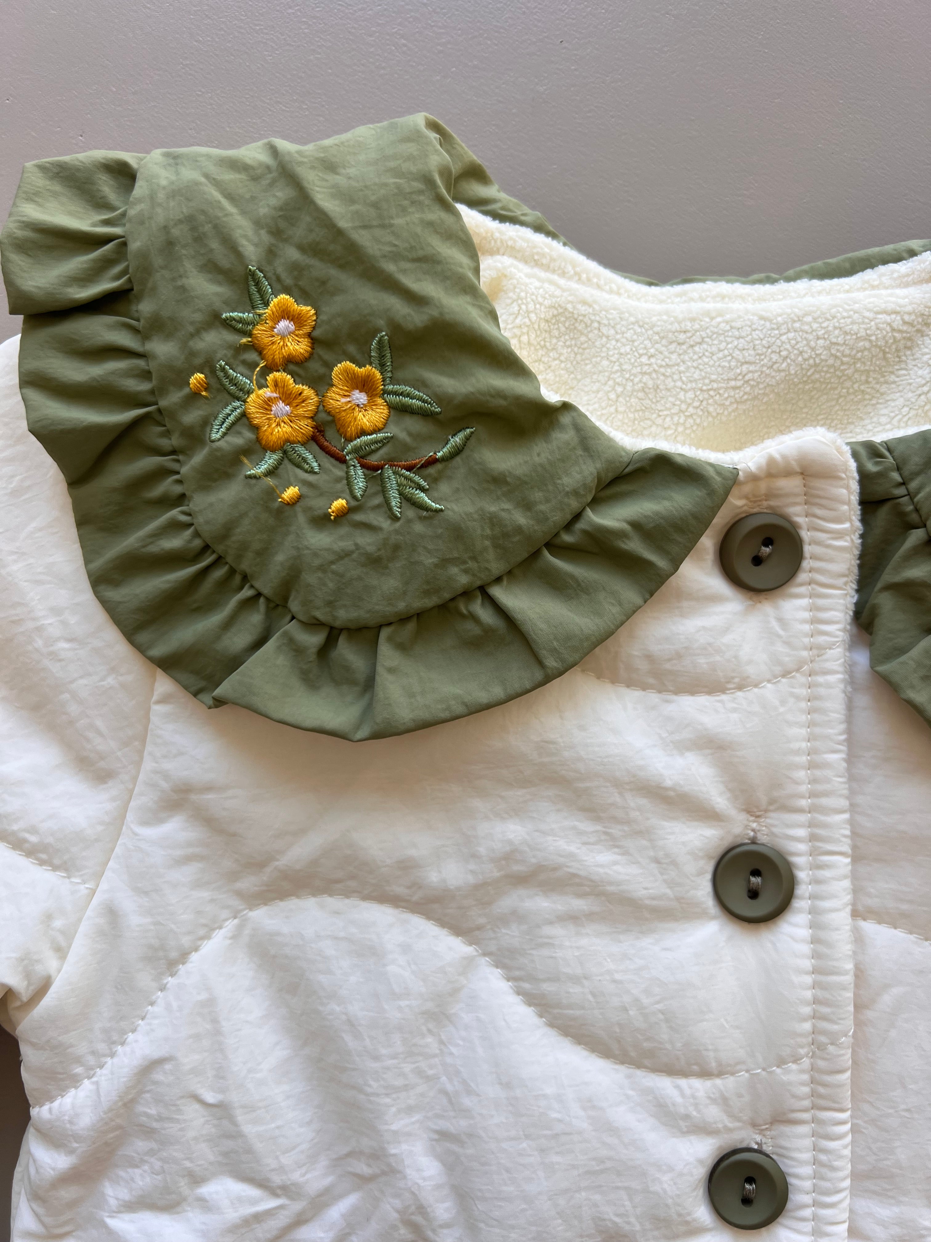 Thermal Waterproof Flower embroidered Winter Coat