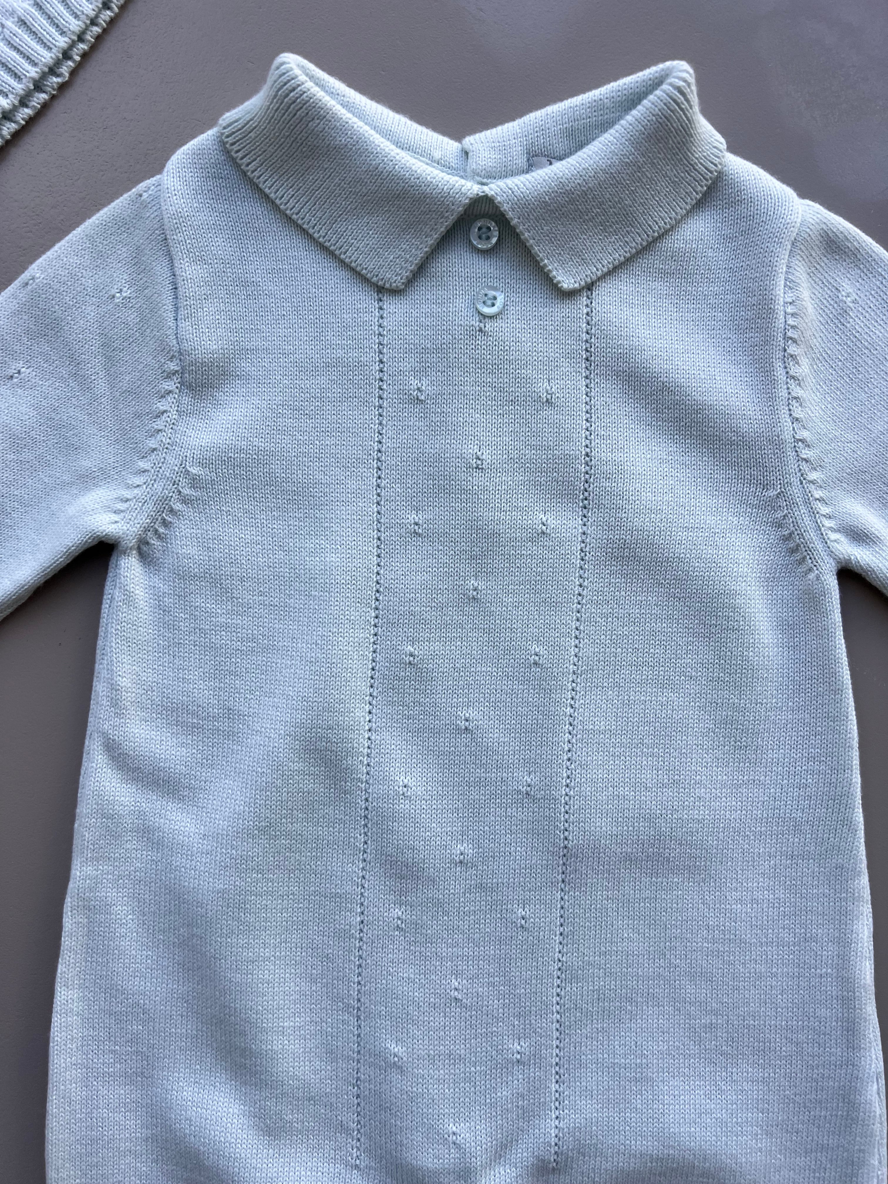Blue Cotton Polo Overall With Hat And Socks