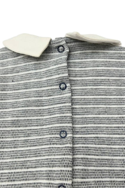 Navy & Gray Polo Velvet Footed Overall