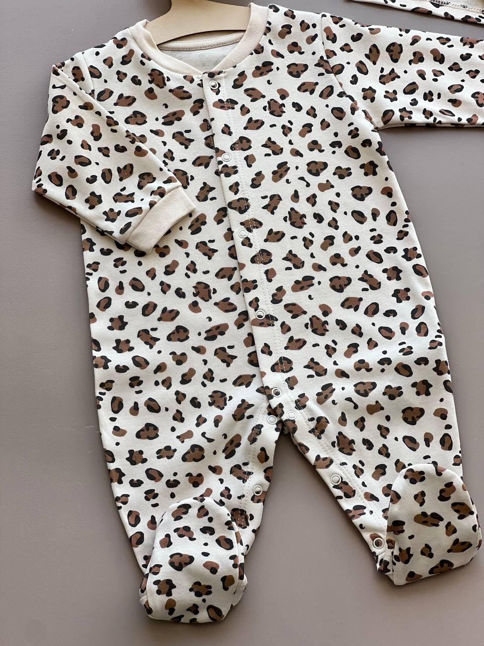 Leopard Organic Cotton Overall with Turban - La Farandole Paris