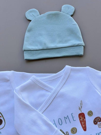 White And Sea Green Organic Cotton Vegetables 6 Pcs - La Farandole Paris