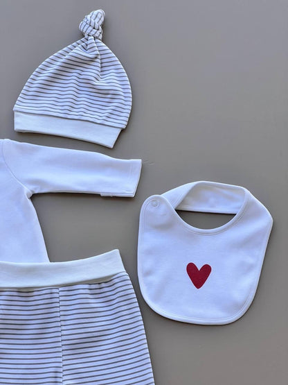 White And Grey Organic Cotton 5 Pcs I Love Mom - La Farandole Paris