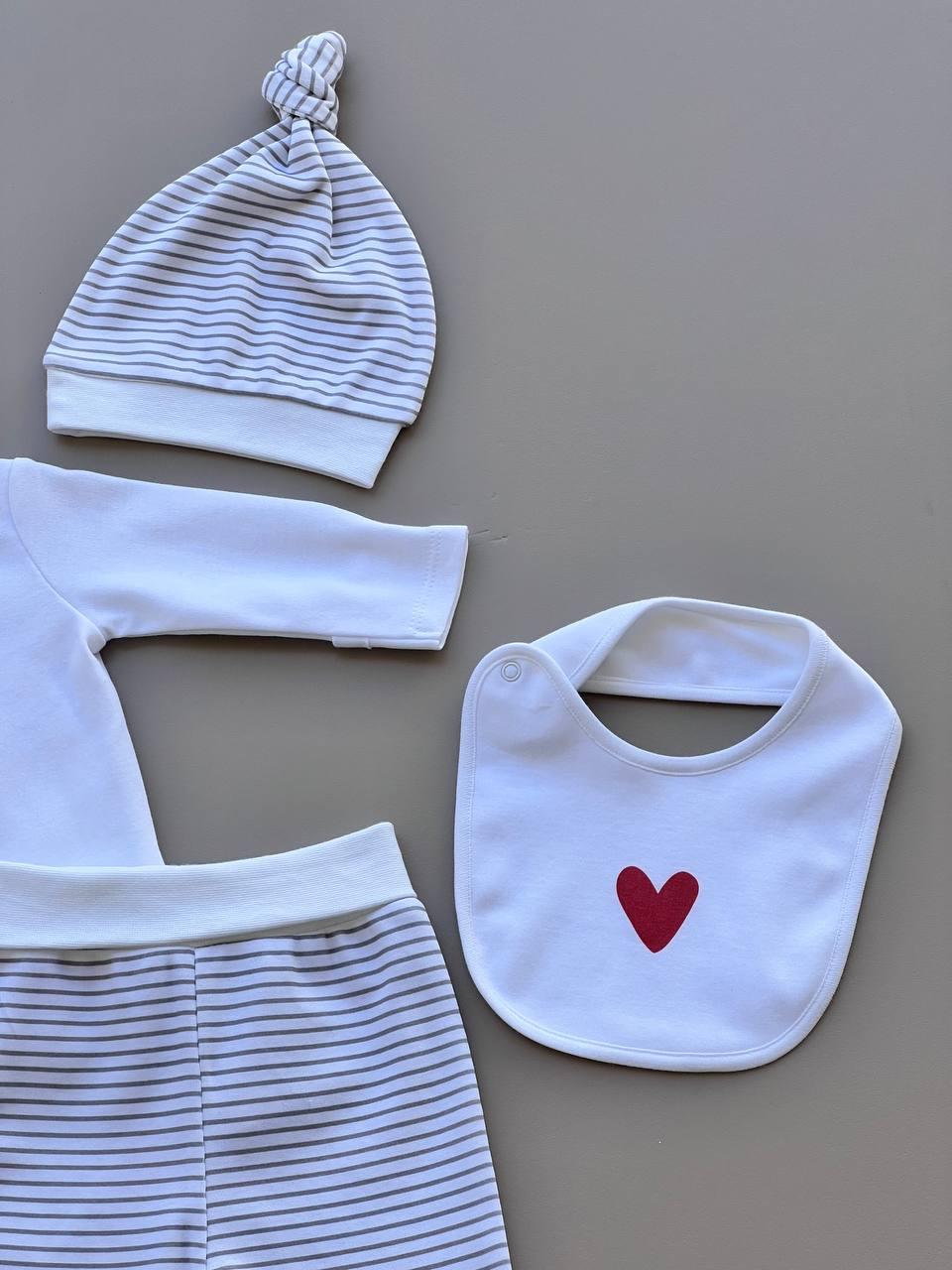 White And Grey Organic Cotton 5 Pcs I Love Mom - La Farandole Paris