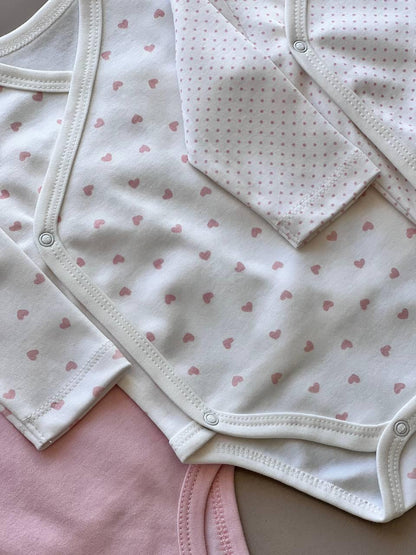 Pink And White Organic Cotton Double Breasted Packs Of 3 Pcs - La Farandole Paris