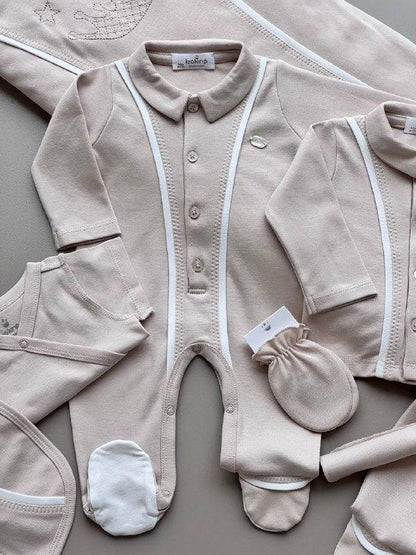 Light Beige Polo Organic Cotton Hospital Set 9 pcs - La Farandole Paris
