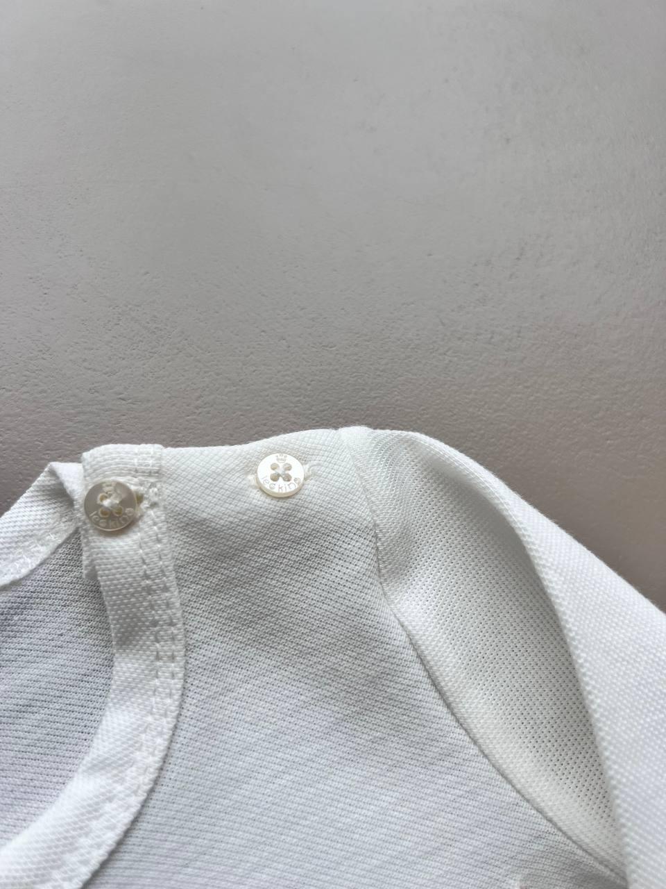 White And Beige Organic Cotton Stripped Overall - La Farandole Paris