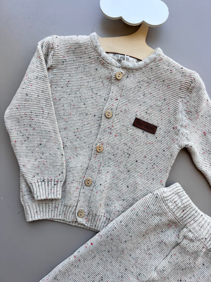 Beige Thick Cotton Dotted 2Pcs Set