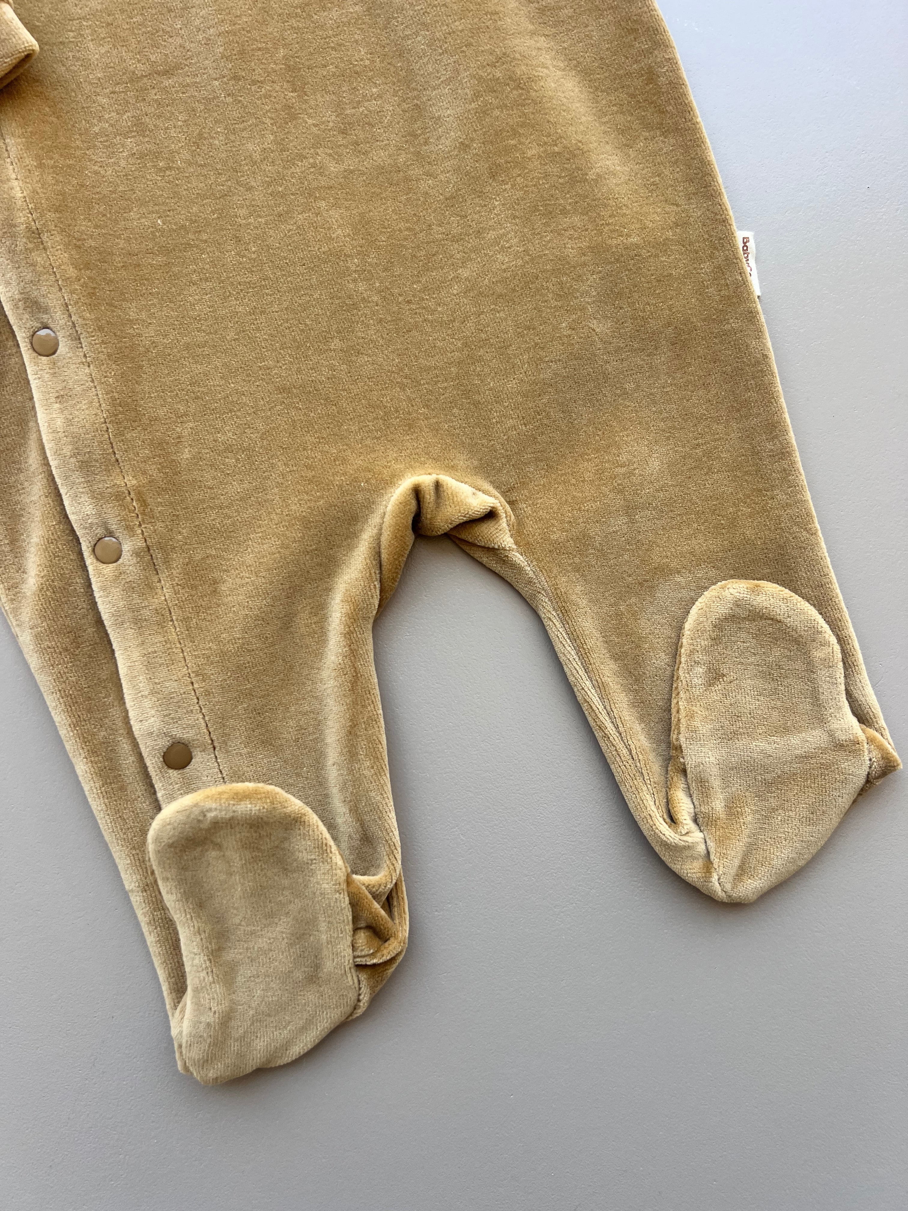 Mustard Elephant Organic Velvet Footed Overall