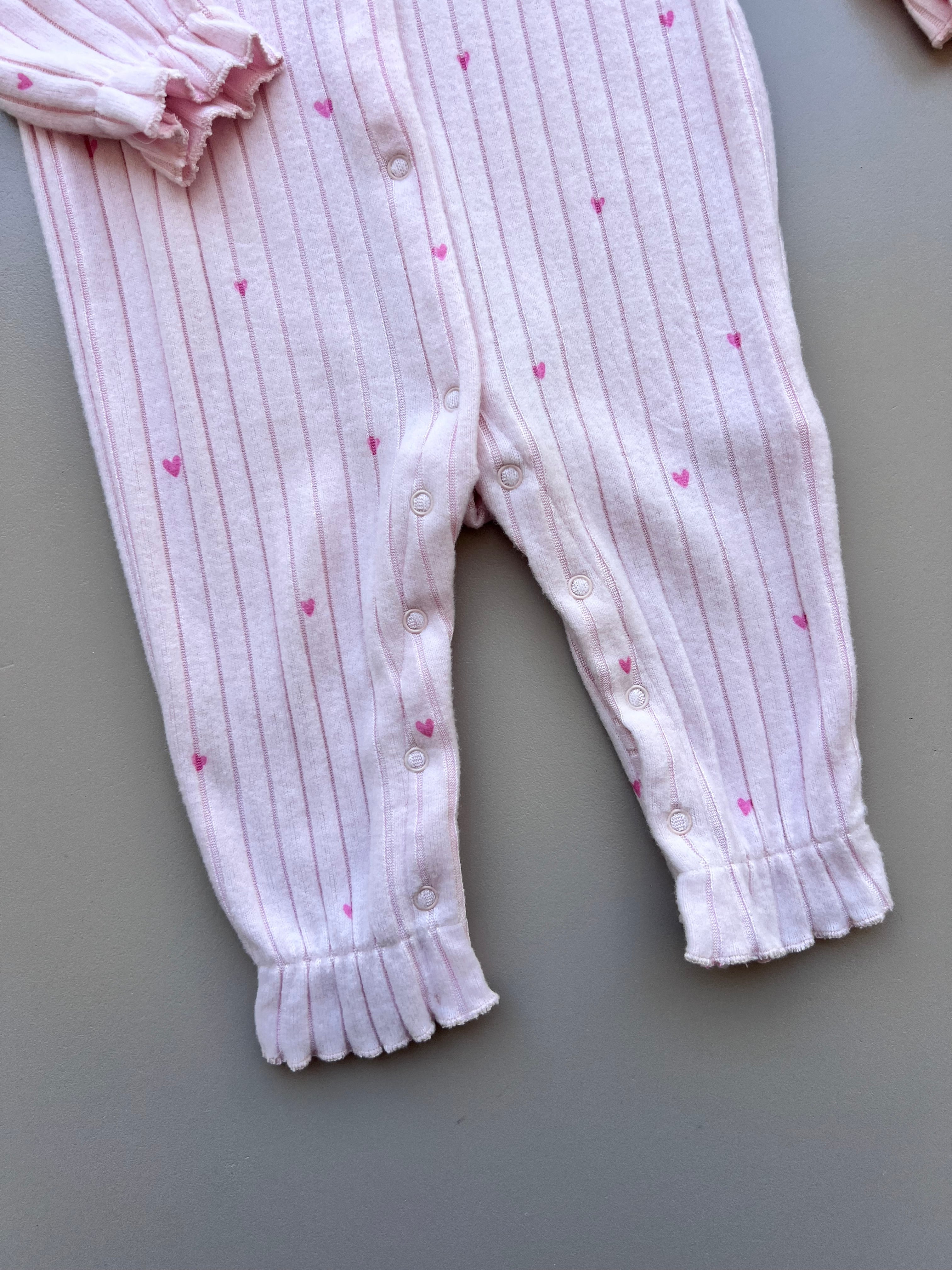 Pink Soft Velvet Heart Ruffles Overall