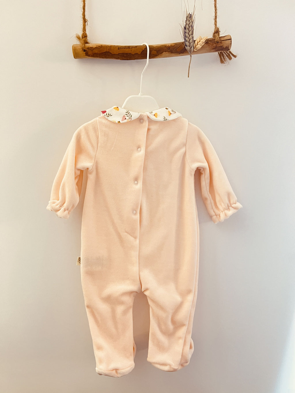 Flower Velvet Footed Overall
