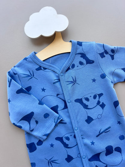 Blue GOTS™ Certified Organic Cotton Panda Long Sleeves Overall