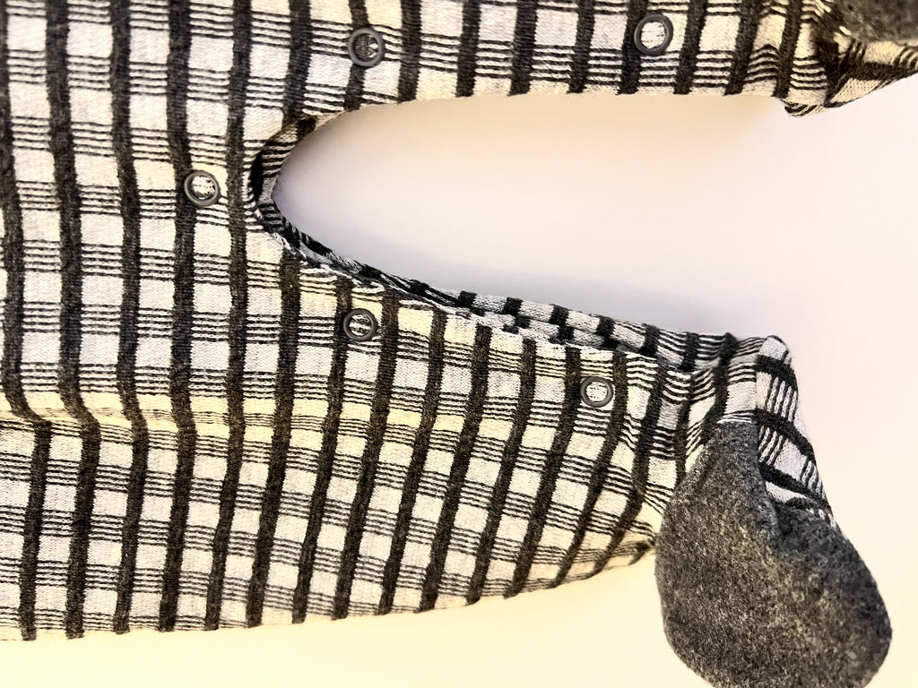 Gray & White Polo Velvet Footed Overall