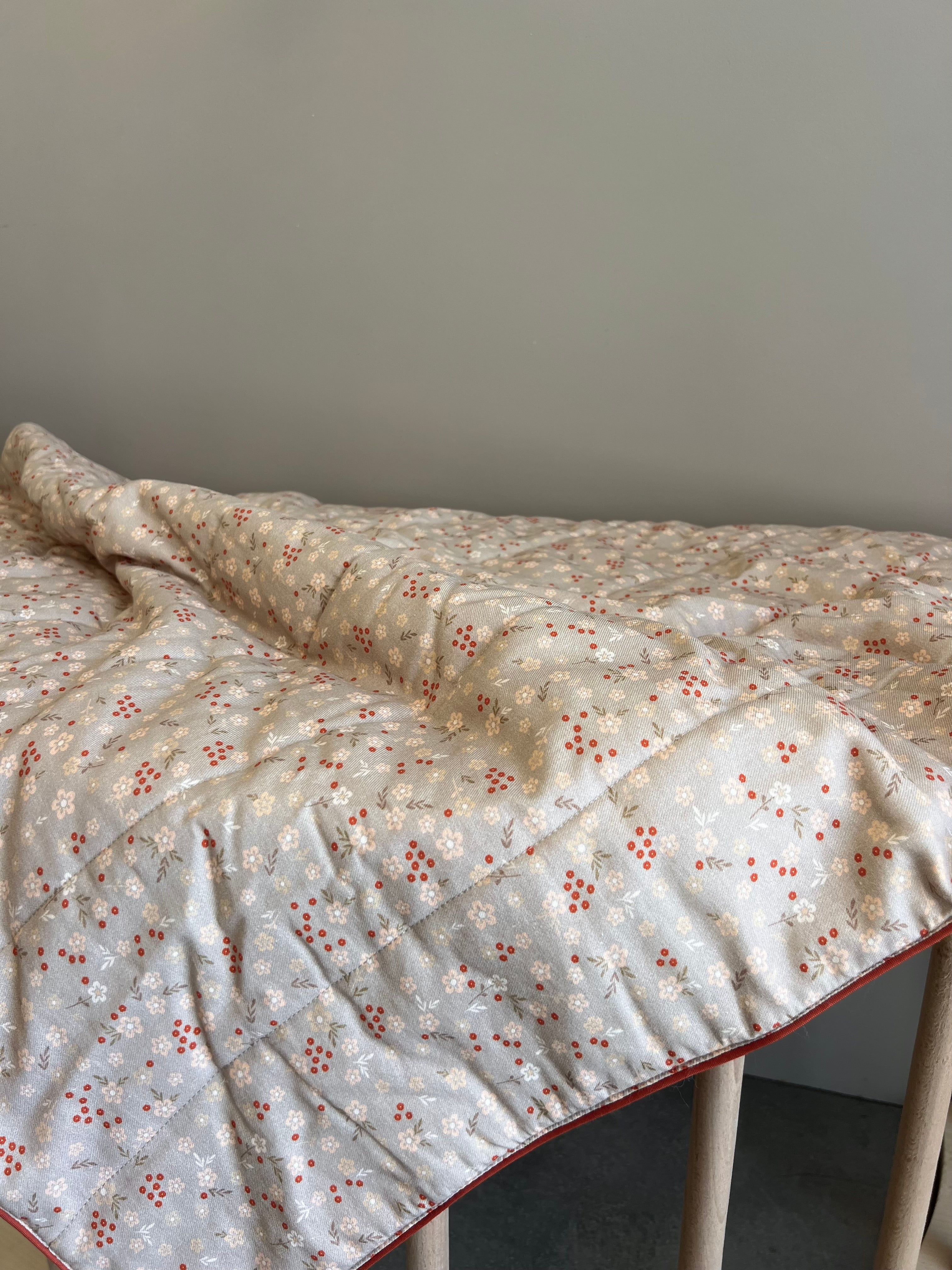Beige And Red Cotton Quilt