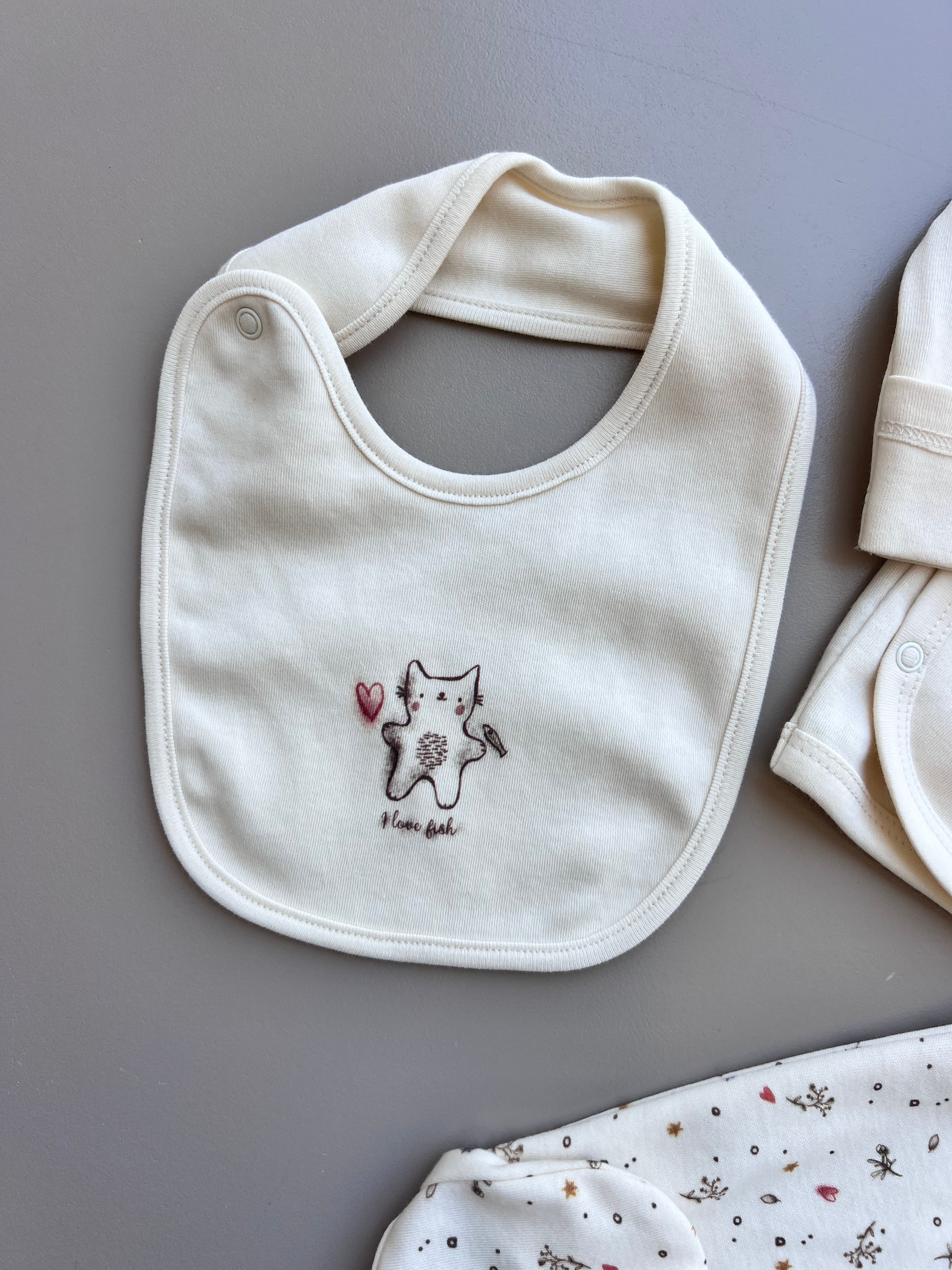 Beige Cat Organic Cotton 5 pcs Set