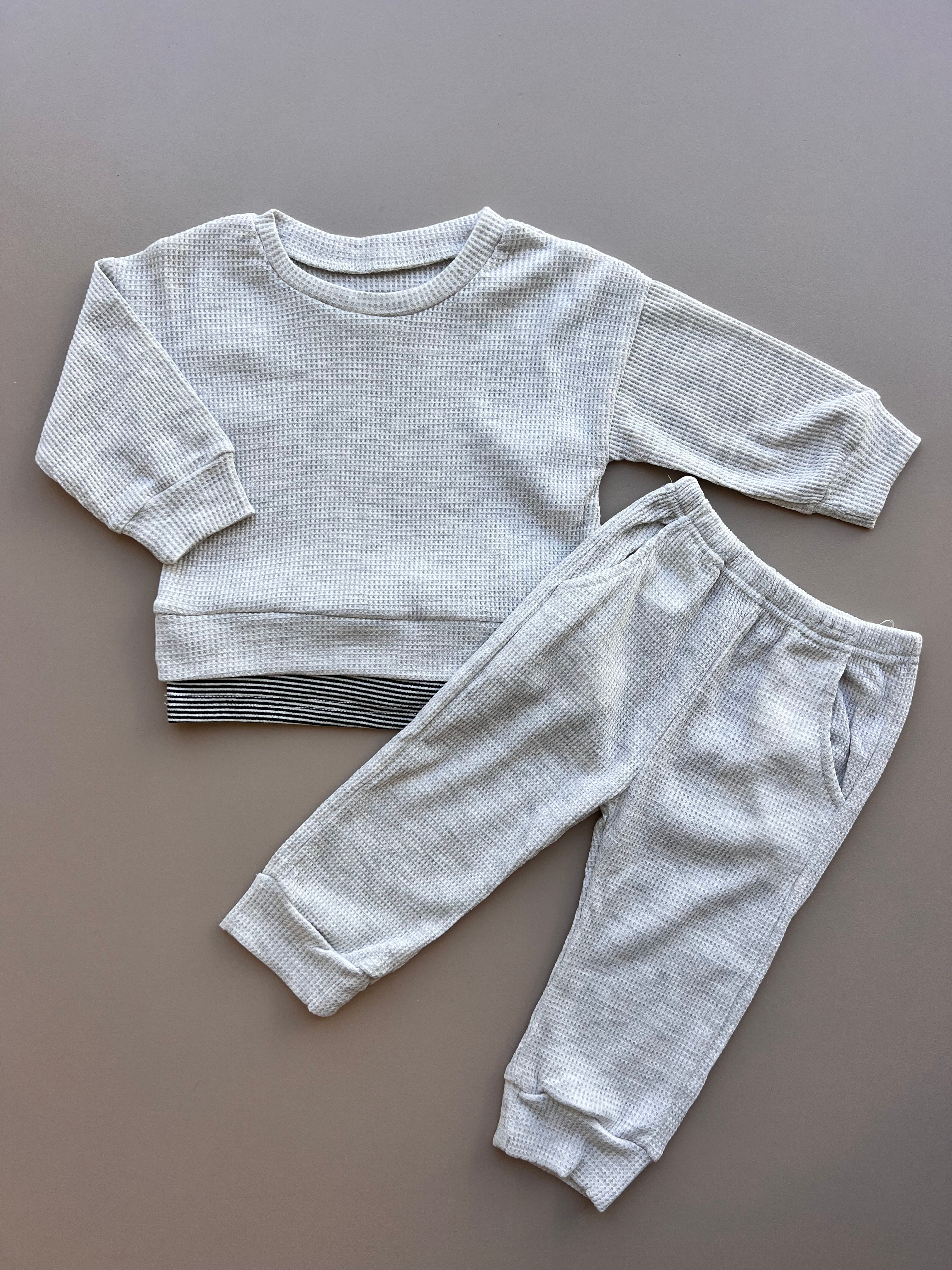 Gray Waffle Pyjama 2 Pcs Set