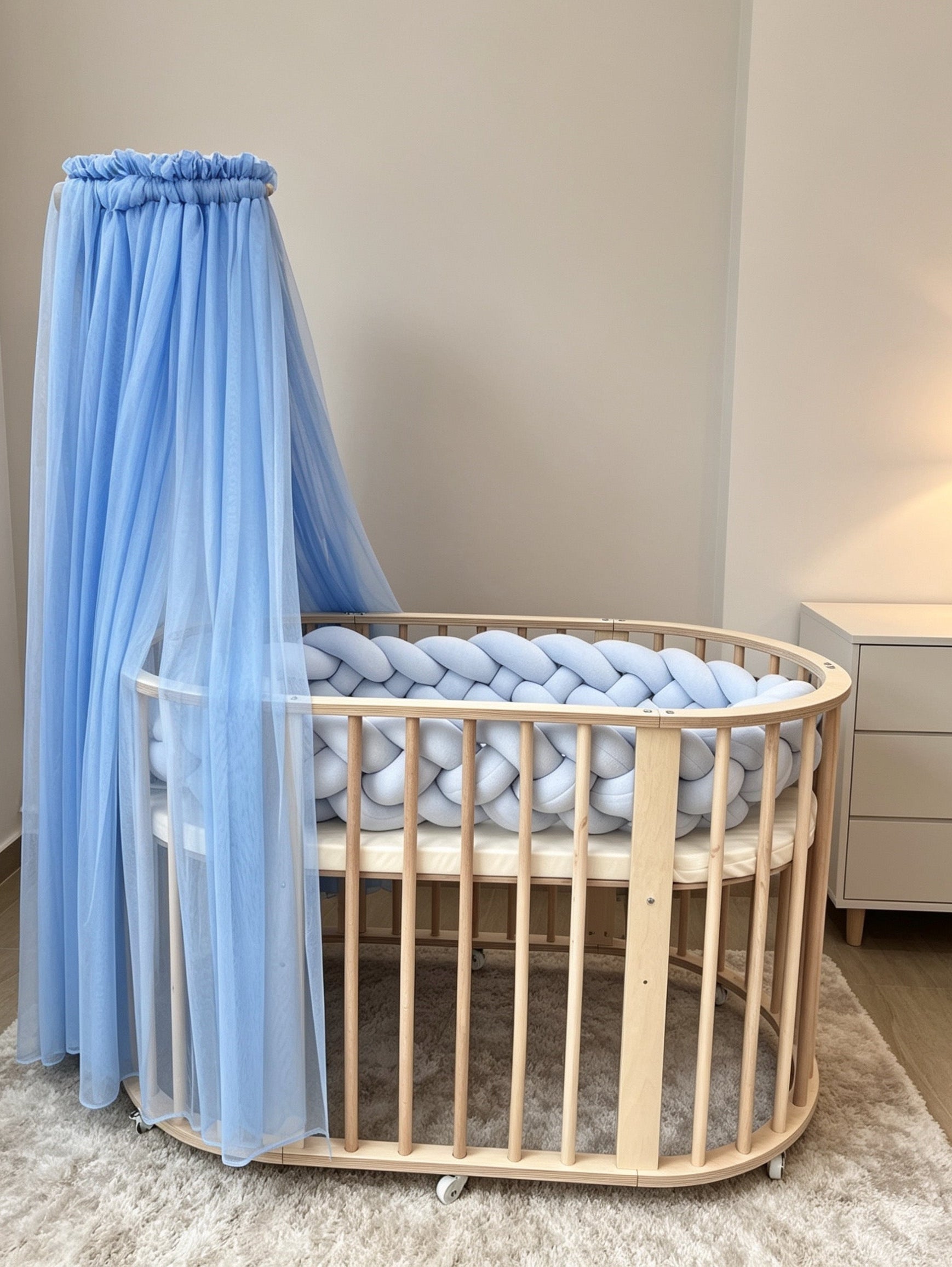 3 in 1 Oval Wooden Bed