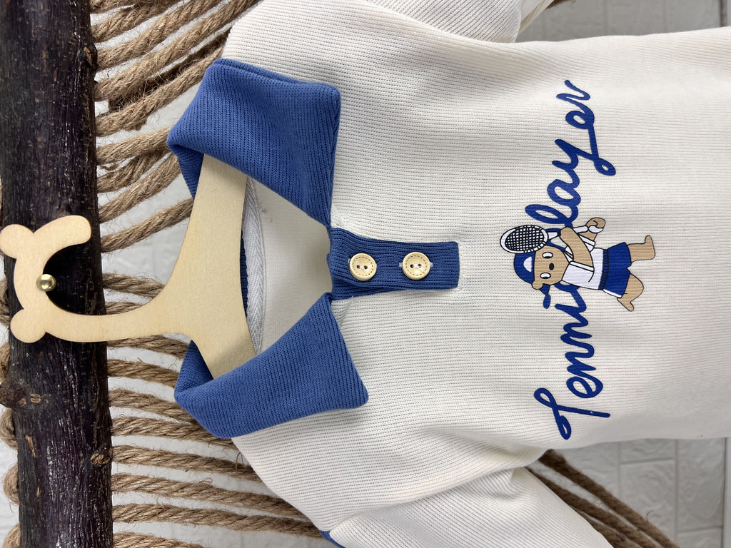 Beige & Blue Collar Overall
