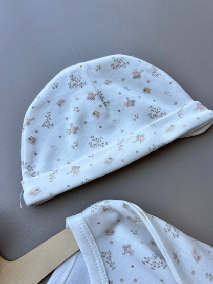 White Double Breasted Sleep Swaddle With Hat