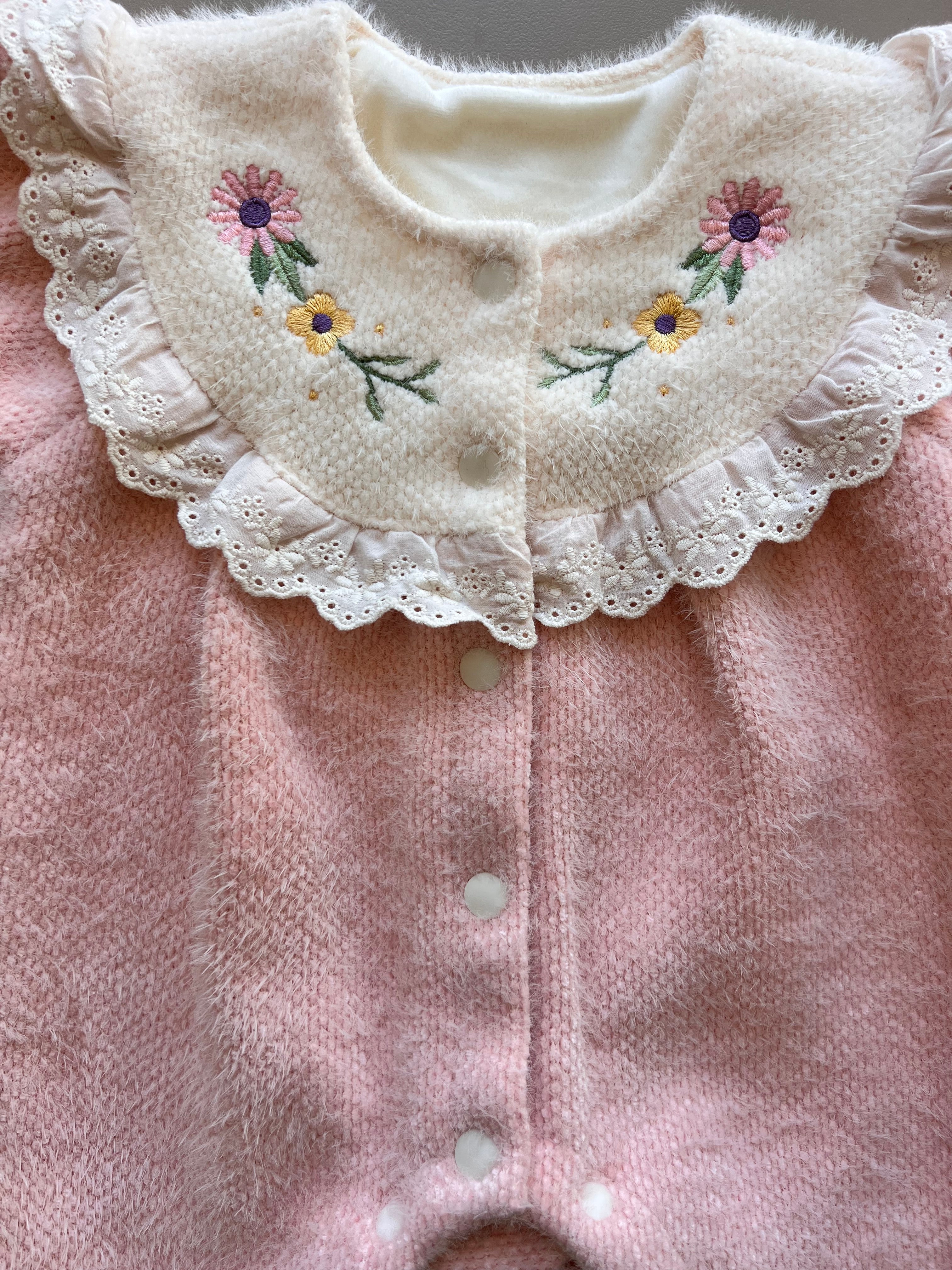 Winter Flowers Collar Overall