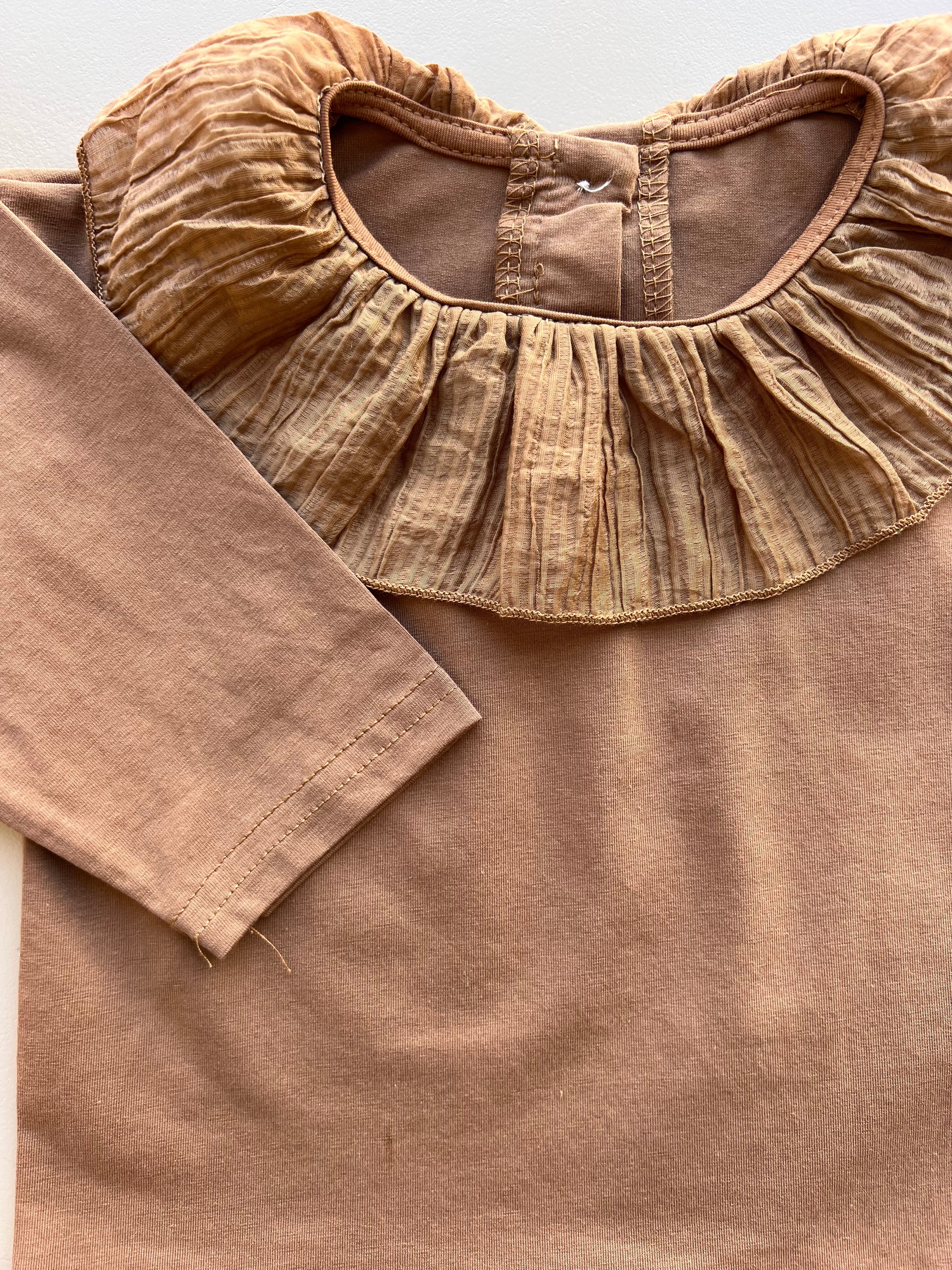 Cotton Ruffles Neck Sweatshirt