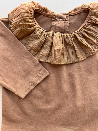 Cotton Ruffles Neck Sweatshirt