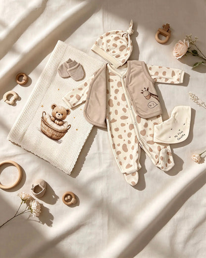 Giraffe GOTS™ Certified Organic Cotton Footed Overall 4 Pcs Set