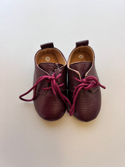 Burgundy Genuine Leather Baby Shoes
