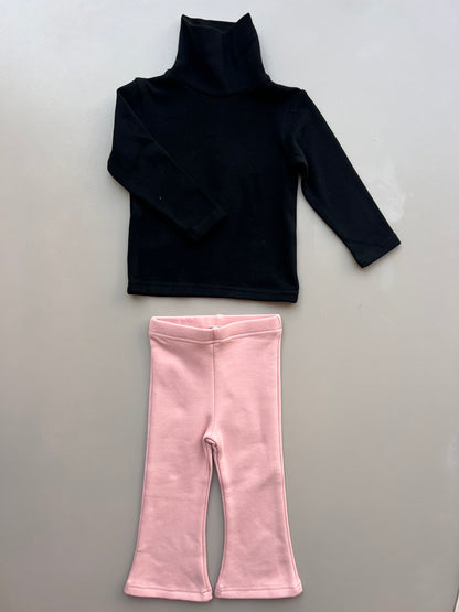 Flared Knit Trousers Fur Inside