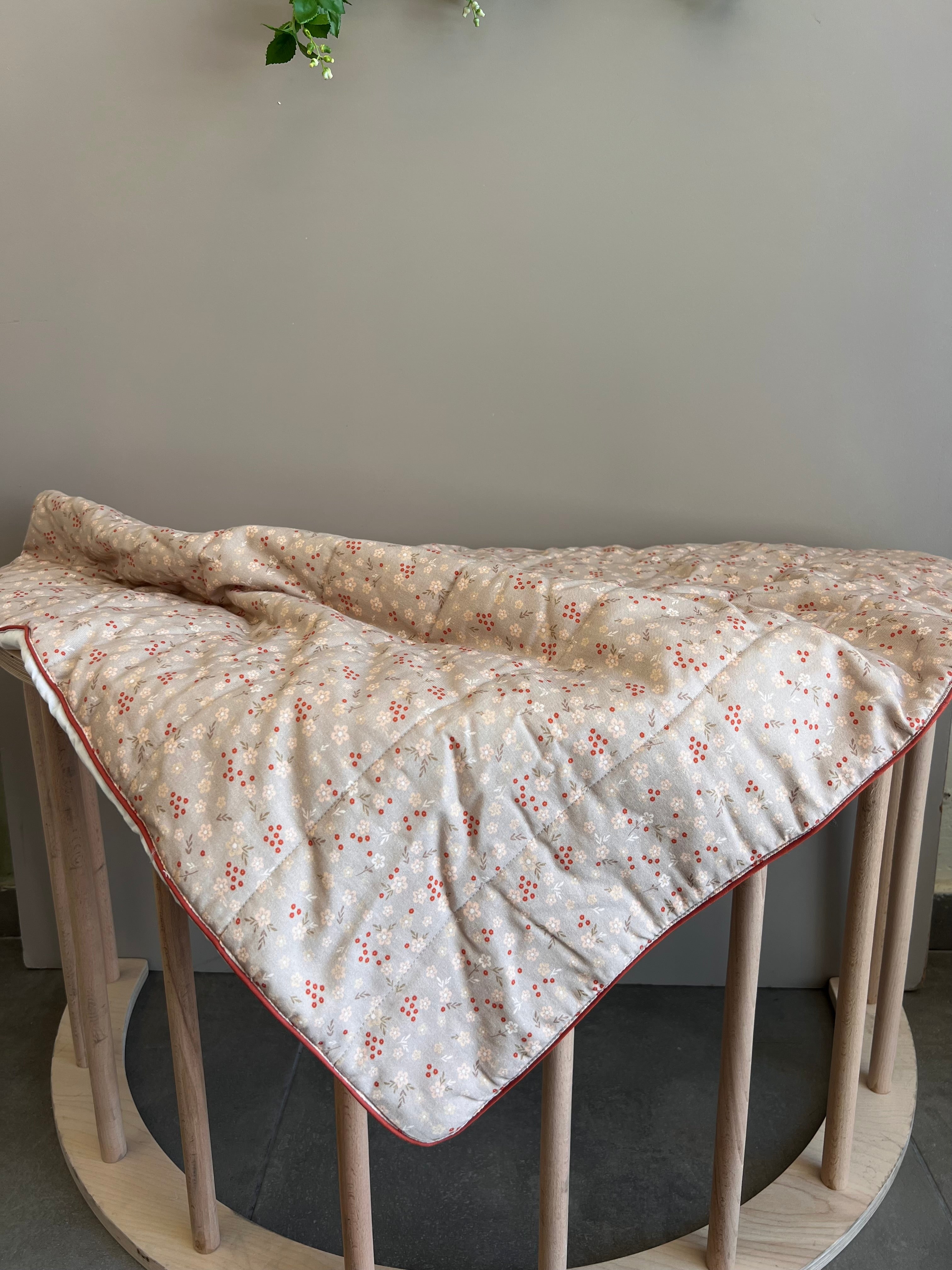 Beige And Red Cotton Quilt