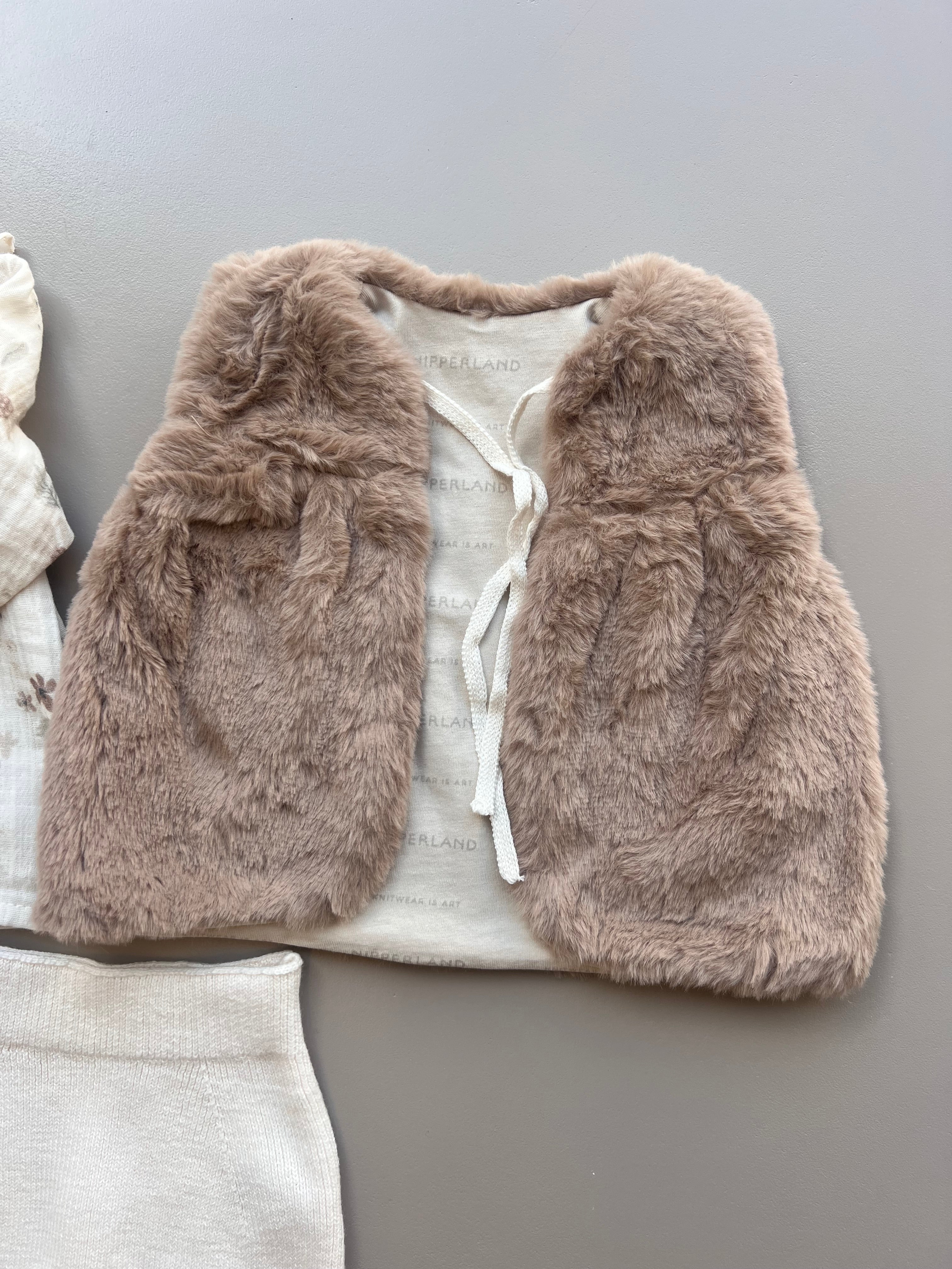 Flowers Fur Vest 3 Pcs Set